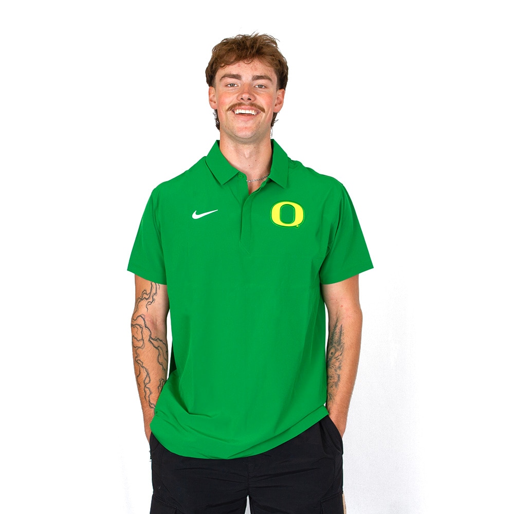 Classic Oregon O, Nike, Green, Polo, Performance/Dri-FIT, Men, Football, Woven, Water Resistant, Coaches, Shirt, 926070